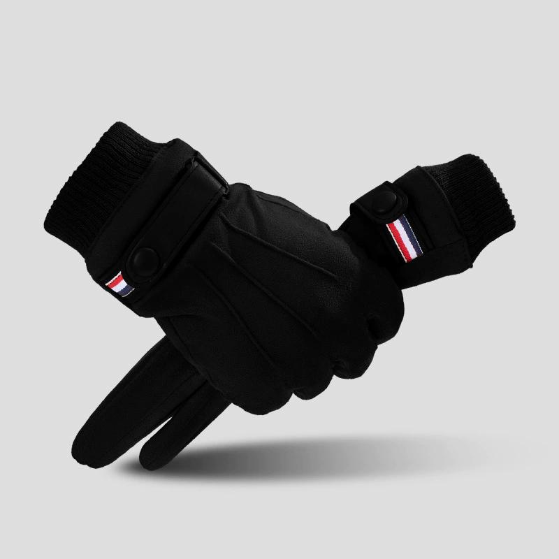 Suede Cycling Gloves for Men Winter Thick Gloves Hiking Polyester Touch Screen Warm Fluffy Motorcycle Soft Delivery Riders Glove