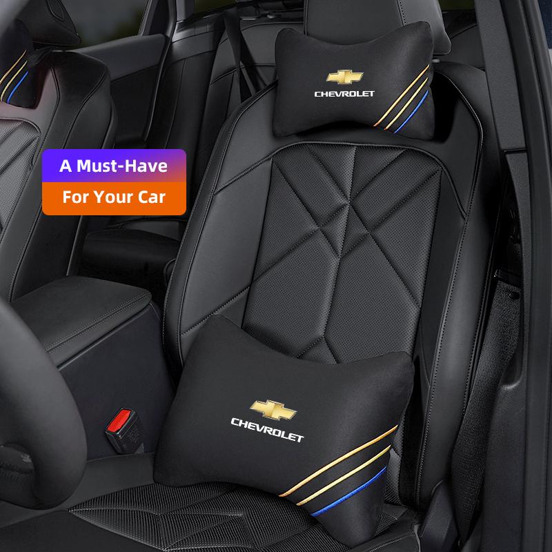 Car Headrest Pillow Lumbar Support Suede Neck Rest Back For Chevrolet Camaro Equinox Traverse Montana Silverado Trax Keychain