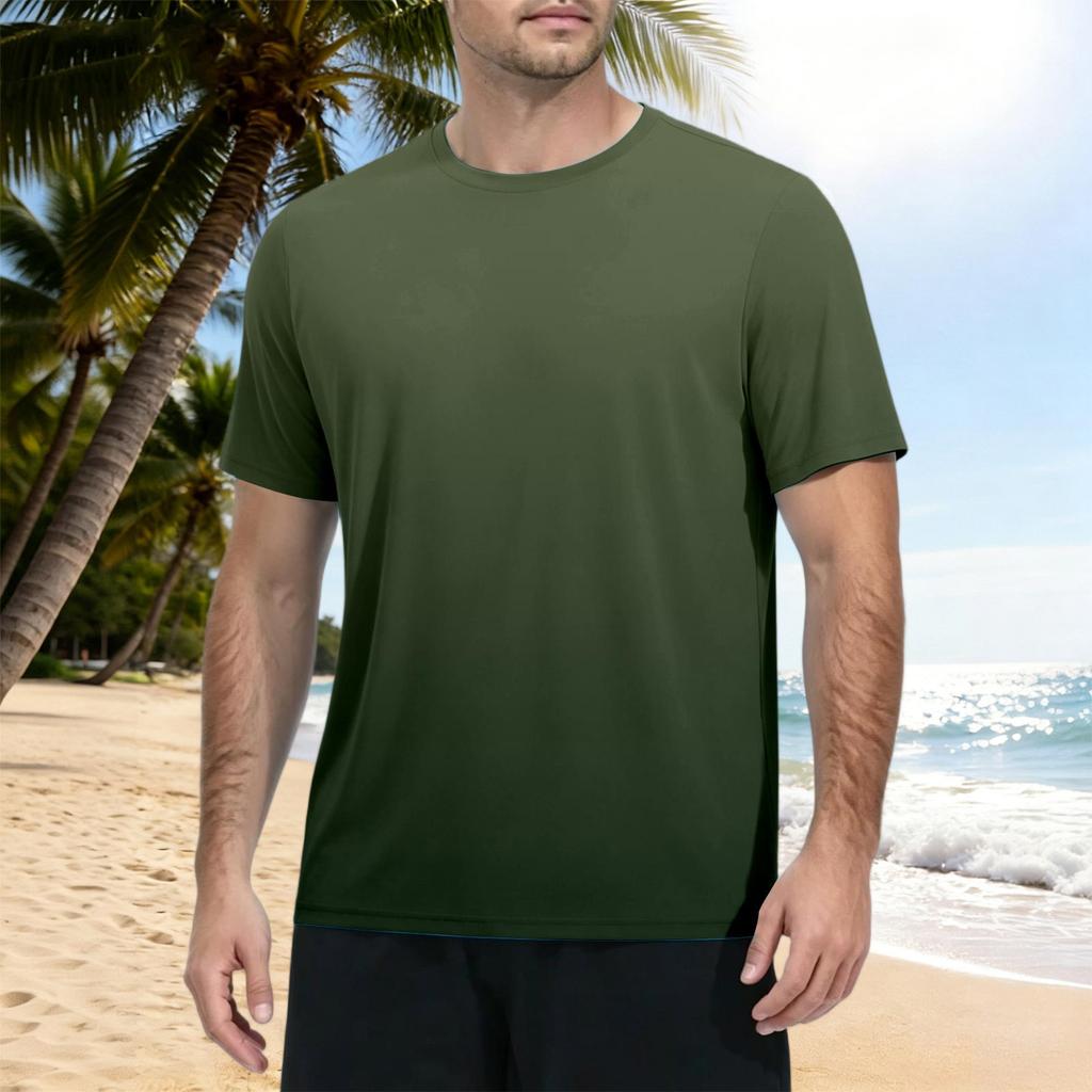 Herren Kurzarm T-Shirt Schnelltrocknend Farbverlauf Print Sportlich Rundhalsausschnitt Leichtes Sonnensport Oberteil für Outdoor Fitness Laufen Wandern Training
