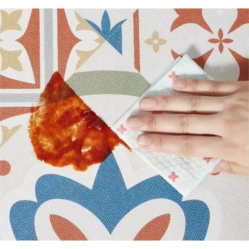 Kitchen Carpet Pvc Waterproof Floor Mat Leather Oil-proof Non-slip Foot Mats Long Carpets Black White Rug Home Decoration Rugs