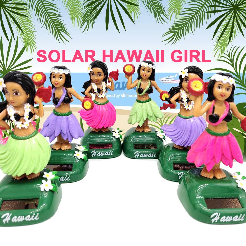 SolarHula-Mädchen Armaturenbrett-Dekorationen Hawaiianisches tanzendes Wackelkopftier Spielzeug Automatisches schwingendes Hula-Puppe Auto-Schmuck Auto-Innenraum