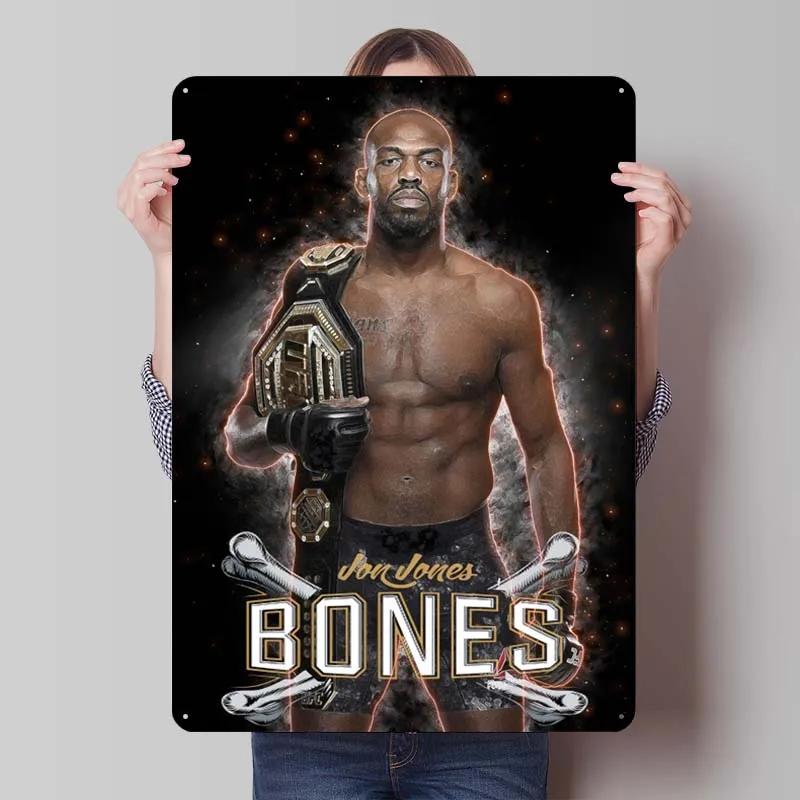 Jon Jones Metallskylt Boxningsposters Spelrumsinredning Man Vintage Plåttskylt Plakett för Väggkonst Dekoration Interiör
