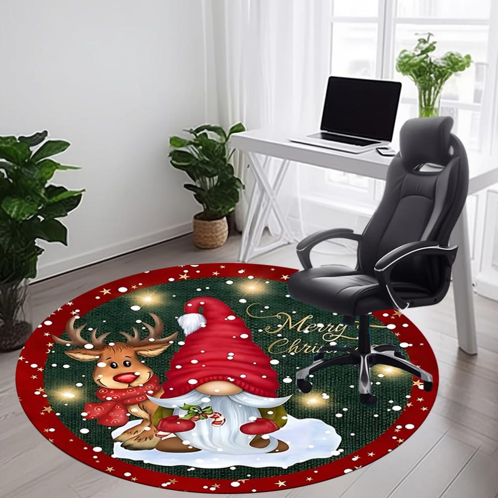 1pc Christmas Santa Chair Carpet for Office, Round Non Slip Durable Large Size Office Carpet, Suitable for Office