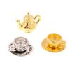 1Set 1:12 Dollhouse Miniature Teapot Cup Saucer Metal Tea Set Dining Table Model Decor Toy Doll House Accessories