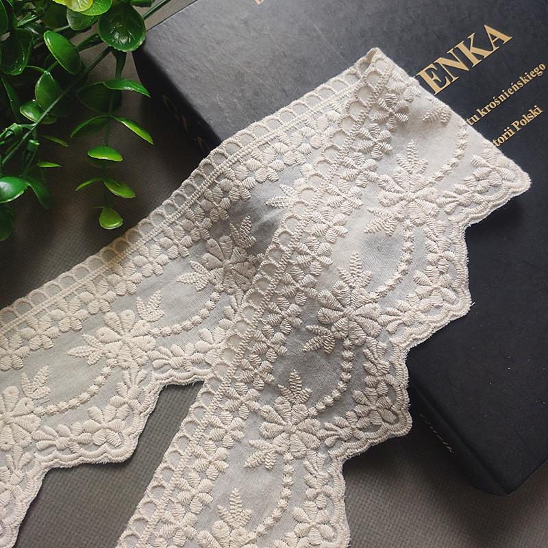 3 meter/parti 7,5 cm breda utsökta bomullsbroderier beige vita spetsar heminredning kläder dekoration accessoarer