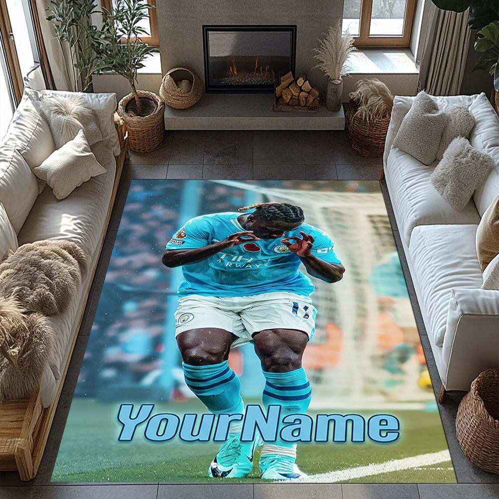 Manchester City Customizable Name Area Rug Perfect for Hallway Outdoor Living Rooms Playrooms Anti-slip Rug Decorate Offices Birthday/Christmas Gift