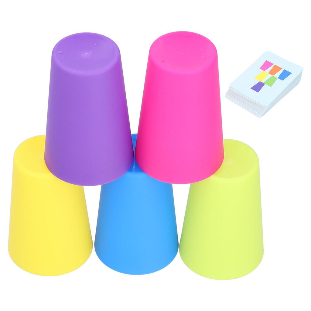 Stacking Cups Game Set Picture Cards Colorful Stack Cups Early Educational Baby ToysSingle Player