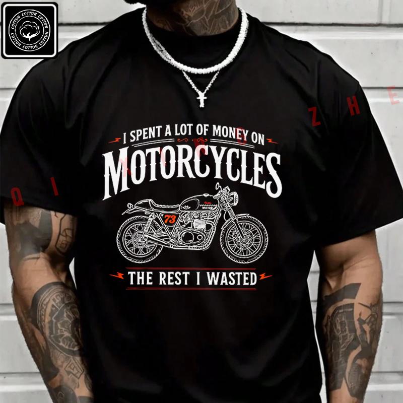 Men T Shirt Comfort Colors Motorcycle - Funny Biker T-Shirt Cotton Men‘s Summer Short Sleeve To