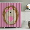 Cute Hedgehog Cartoon Shower Curtain For Bathroom Decor Pink Animal Design Waterproof Fabric Shower Curtains Set Home Decoration