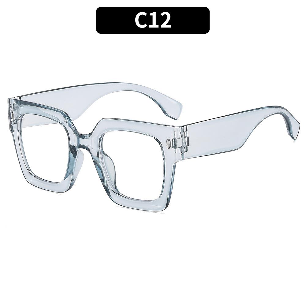 

Fashion square large frame sunscreen sunglasses European and American trends anti-blue flat glasses casual simple glasses frame