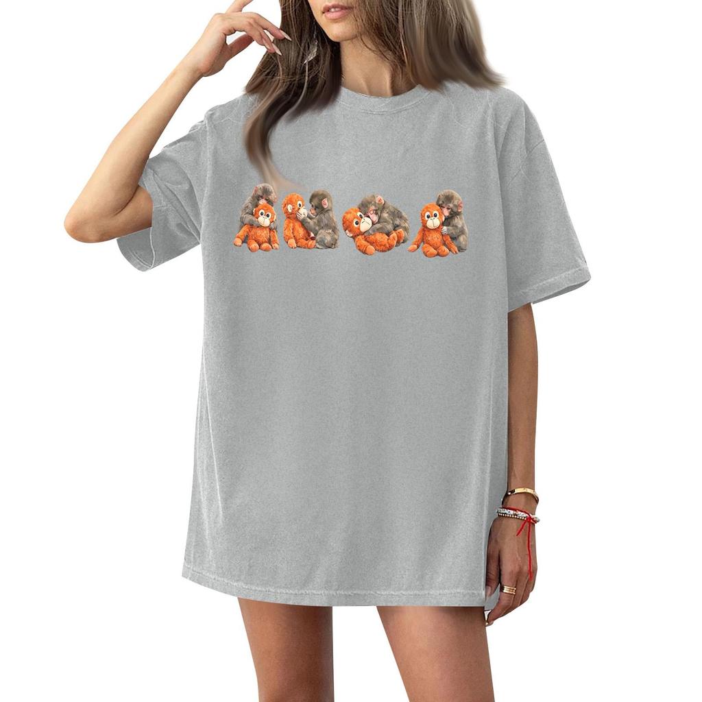 Dam T-shirt med tryck och rund hals och korta ärmar