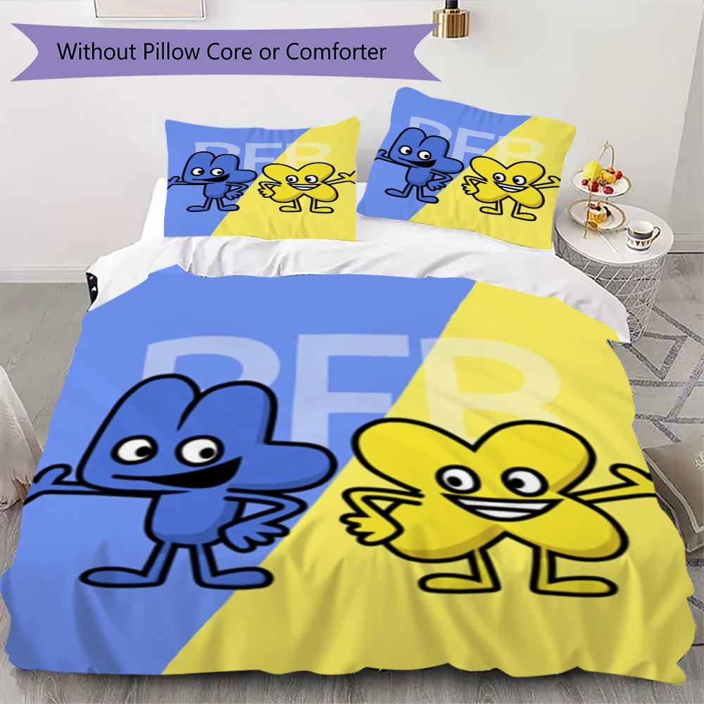 BFDI Pattern Bedding,Quilt Set Quilt Cover Pillowcase Home Birthday Gift(1 * Duvet Cover + 2 * Pillowcase, Without Core)_lx