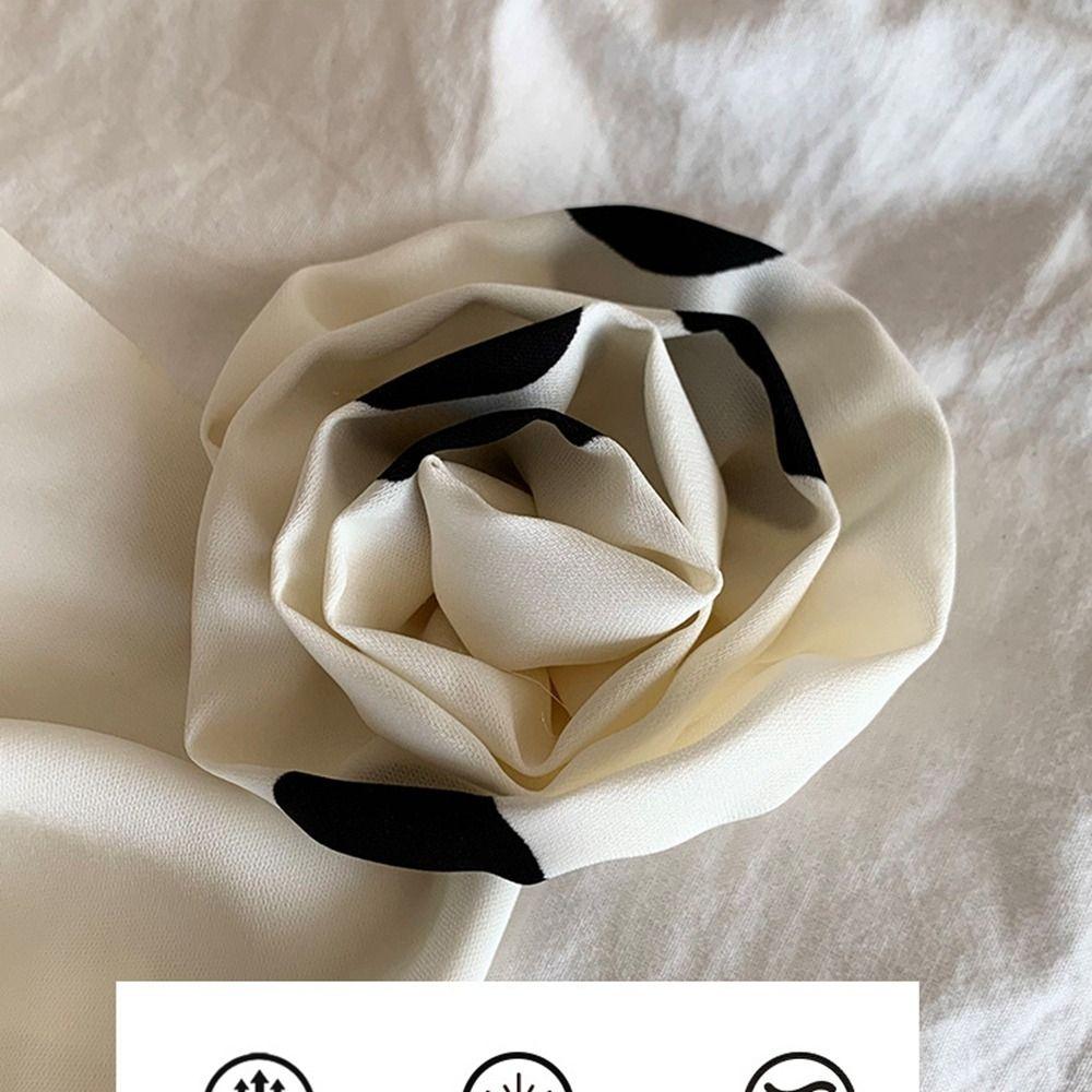 Cravat Rose Flower Scarf Wrap Polka Dot Scarves All-match Long Silk Scarf  Women
