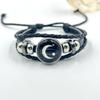 Luminous Sun & Moon Time Gem Unisex Vintage Leather & Beaded Bracelet