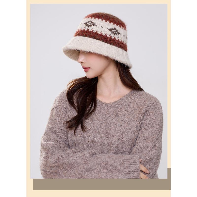 Women S Thick Warm Knit Bucket Hat For Autumn Winter Outdoor Cold Protection