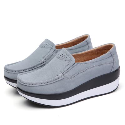 Women Loafers Suede Leather New Thick Sole Footwear Platform Flat Shoes for Women Comfort Wedge Moccasins Slip  Casual Shoes