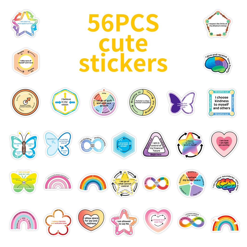 56 Relaxation Color Text Graffiti Stickers Diy Stationery Luggage Waterproof Decorative Stickers