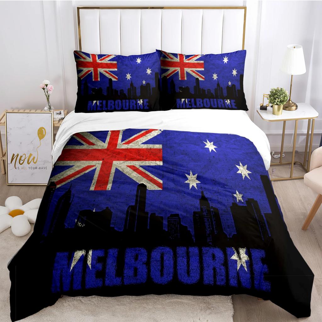 US UK National Flag Digital Polyest Duvet Cover Bedding Sets Soft Quilt Cover and Pillowcases for Teens Single/Double/Queen/King