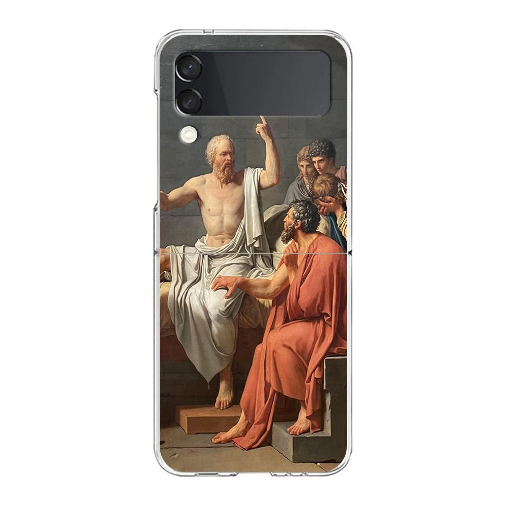 Renaissance Art Painting Phone Case For Samsung Galaxy Z Flip 3 4 5 Hard Folding Clear PC Bumper For Samsung Z Flip 6 Cover