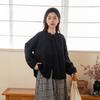 Forest Girl Lace Collar Puff Sleeve Cotton-Linen Cardigan