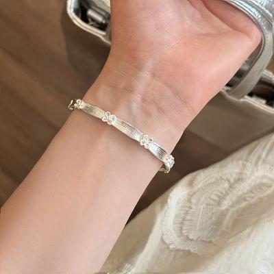 New 925 Sterling Silver Flower Bracelet Simple Style Charm Woman Bracelet Birthday Party Gift Exquisite Jewelry