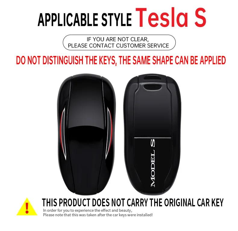 Alloy Genuine Leather Auto Intelligent Key Fob Case Cover Remote Fit For Tesla Model 3 Model Y X S Key Fob Housing Bag Mount Protector Auto