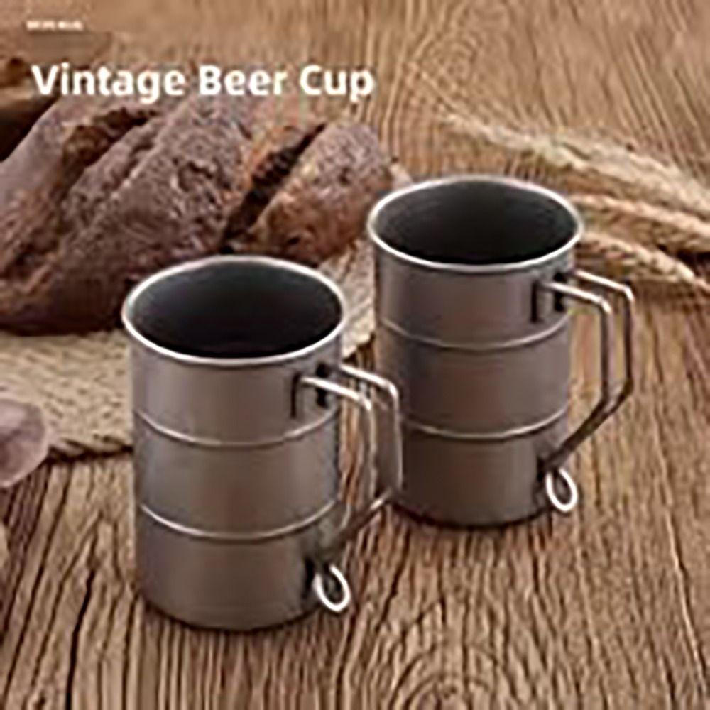 Folding Handle Camping Mug Portable Design Beer Mug Water Cup Retro Mug Outdoor Camping