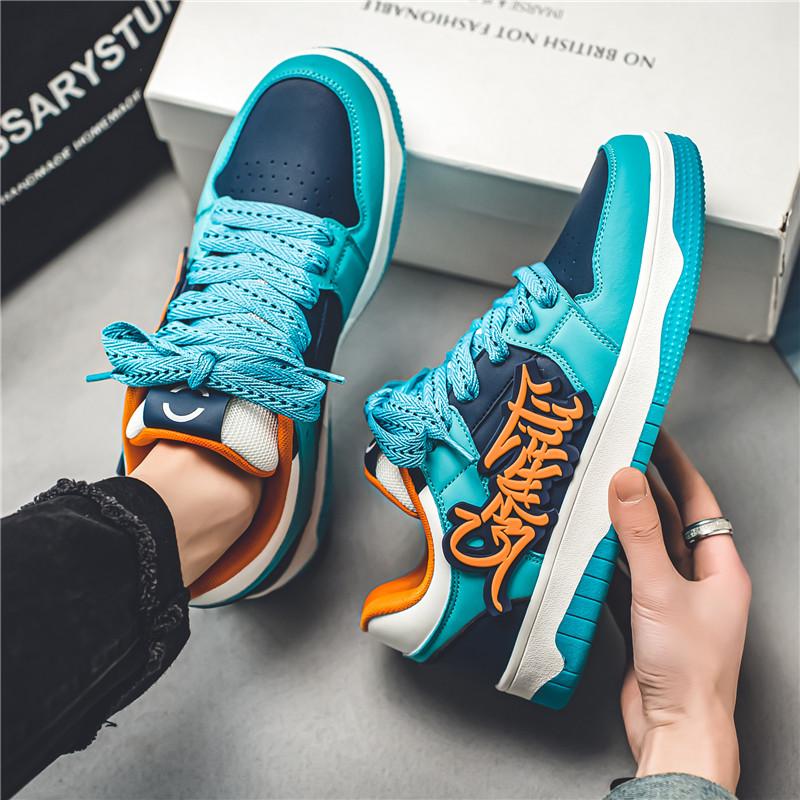 Módní modré designové skateboardové boty pánské streetwear hip hop tenisky pánské luxusní platformové skateboardové tenisky pánské basket homme