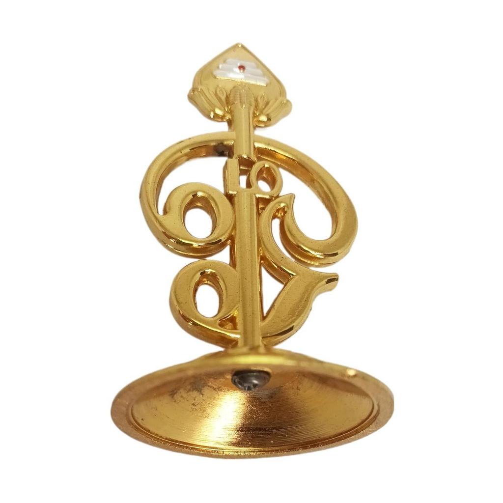 Kovový Om Vel Dekorácia Pán Muruga Vel Idol Zlatá úprava, 9 CM Tamilské písmeno Om Náboženská dekorácia na palubnú dosku auta, Domov,
