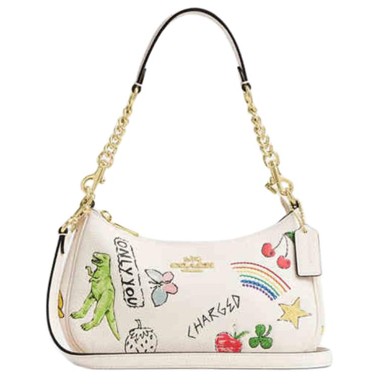 Coach Teri 24 Sketch Print Commuter Leather Shoulder Bag Medium Women Shoulder Bag Chalk-White CAK17-IMCAH Basic Set (Bag+Dust Bag)