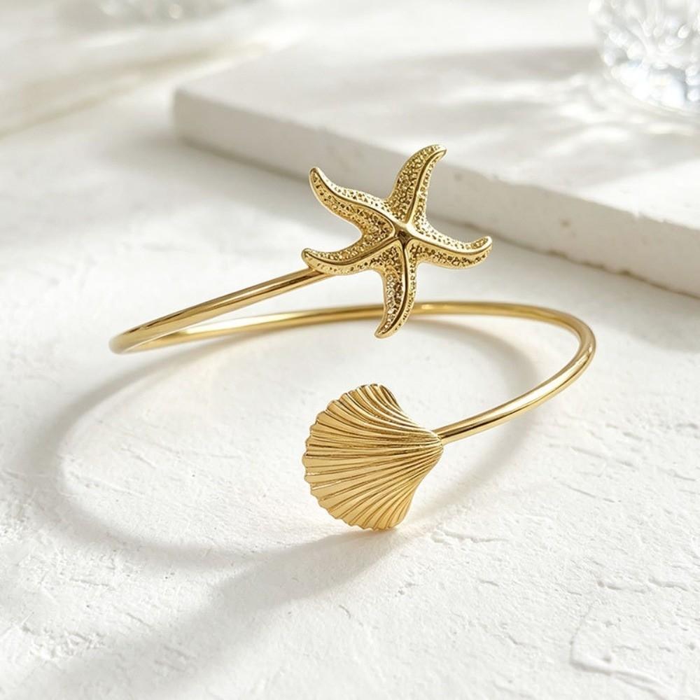 Ocean Style Upper Arm Cuff Bracelet Gold Color Cuff Arm Ring Vintage Spiral Arm Bracelet Women