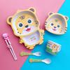 Cartoon Cute Bamboo Fiber Children's Tableware Set Animal Household Baby Auxiliary Food Bowls Divided Plate Eco Friendly Dishset