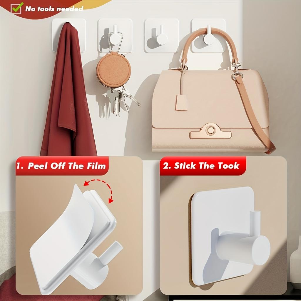 Stainless Steel Wall Hooks Adhesive Cloth Hangers Sponge Towel Rack Kitchen Storage Holder Bathroom Bracket Shower Curtain Hooks