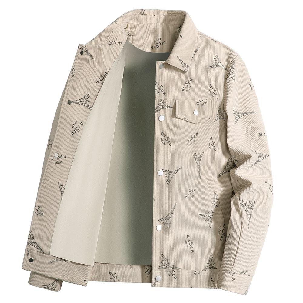 Corduroy Jacket Men's Spring and Autumn Lapel Loose Large Size Middle-aged and Young Casual Work Jacket