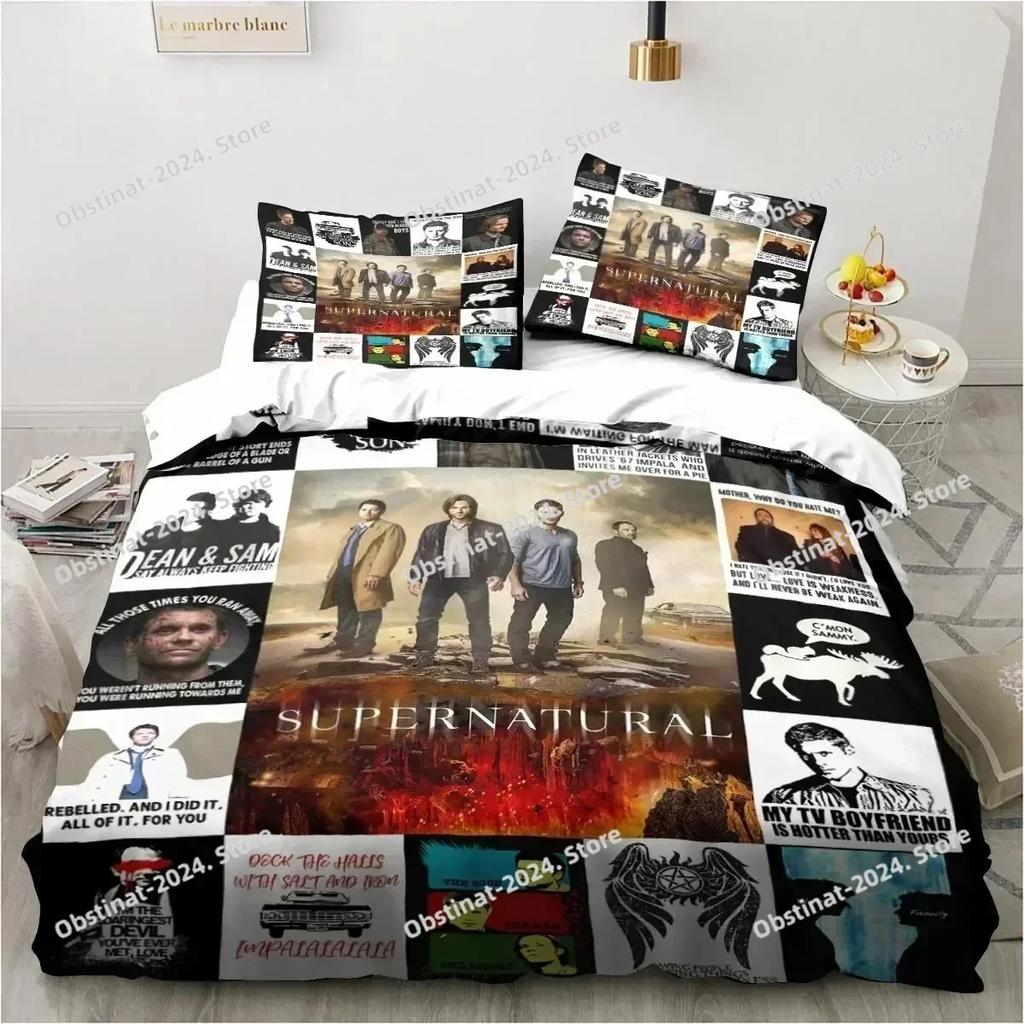 Top Supernatural Logo Bedding Set Printed single Comforter Quilt Bed Cover Duvet Cover Pillow Case 3 Pieces Sets Kids Adult Size