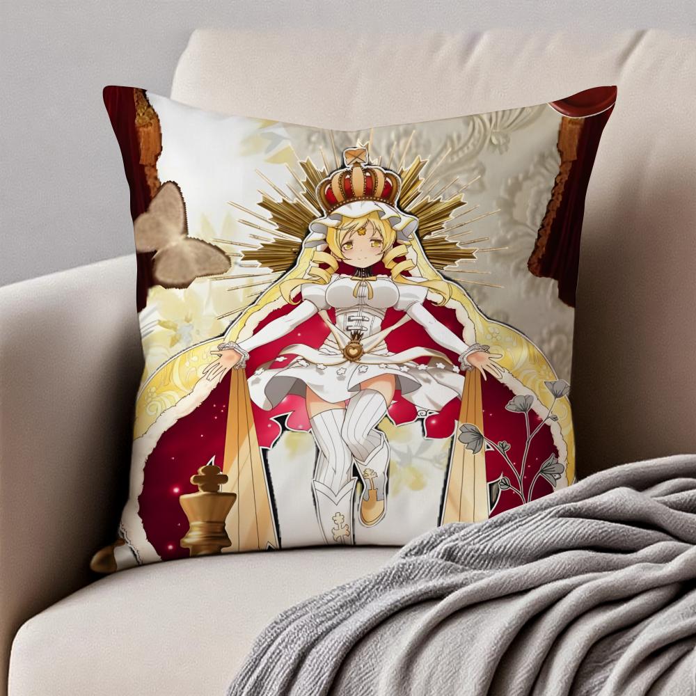 Anime DarkFantasy PPuella Magi Madoka Magica Cushion Cover Pillowcase Antidustmite Invisible Zipper Short Plush Sofa Cushion