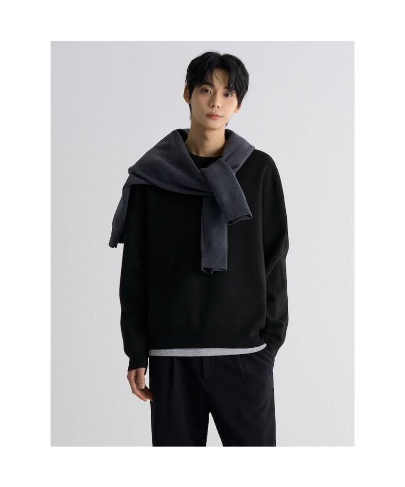 8SECONDS Double-Weave Basic Round Neck Knit Black