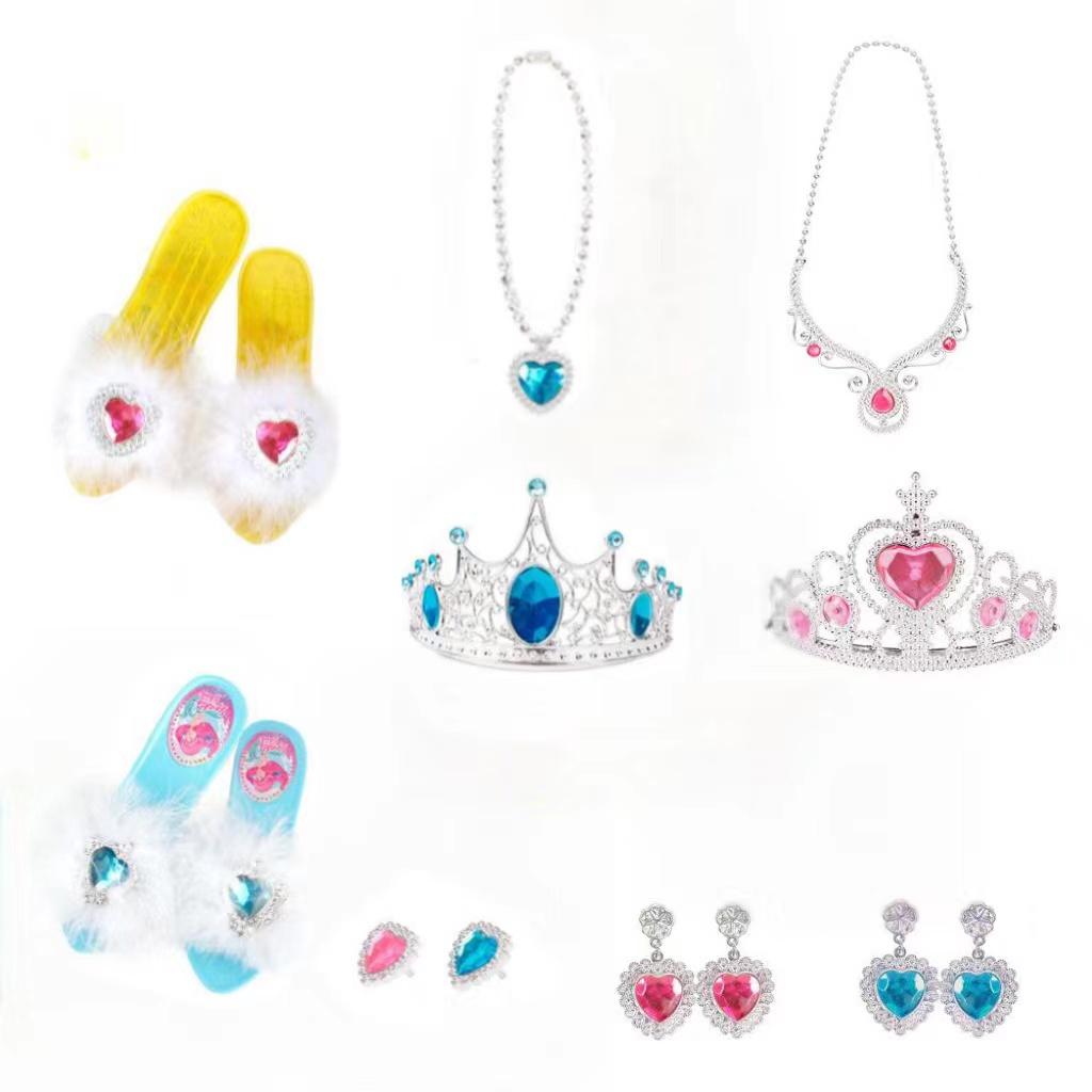 Dress Up Toy Girl Glass Slipper Necklace Earrings Toy Jewelry Set