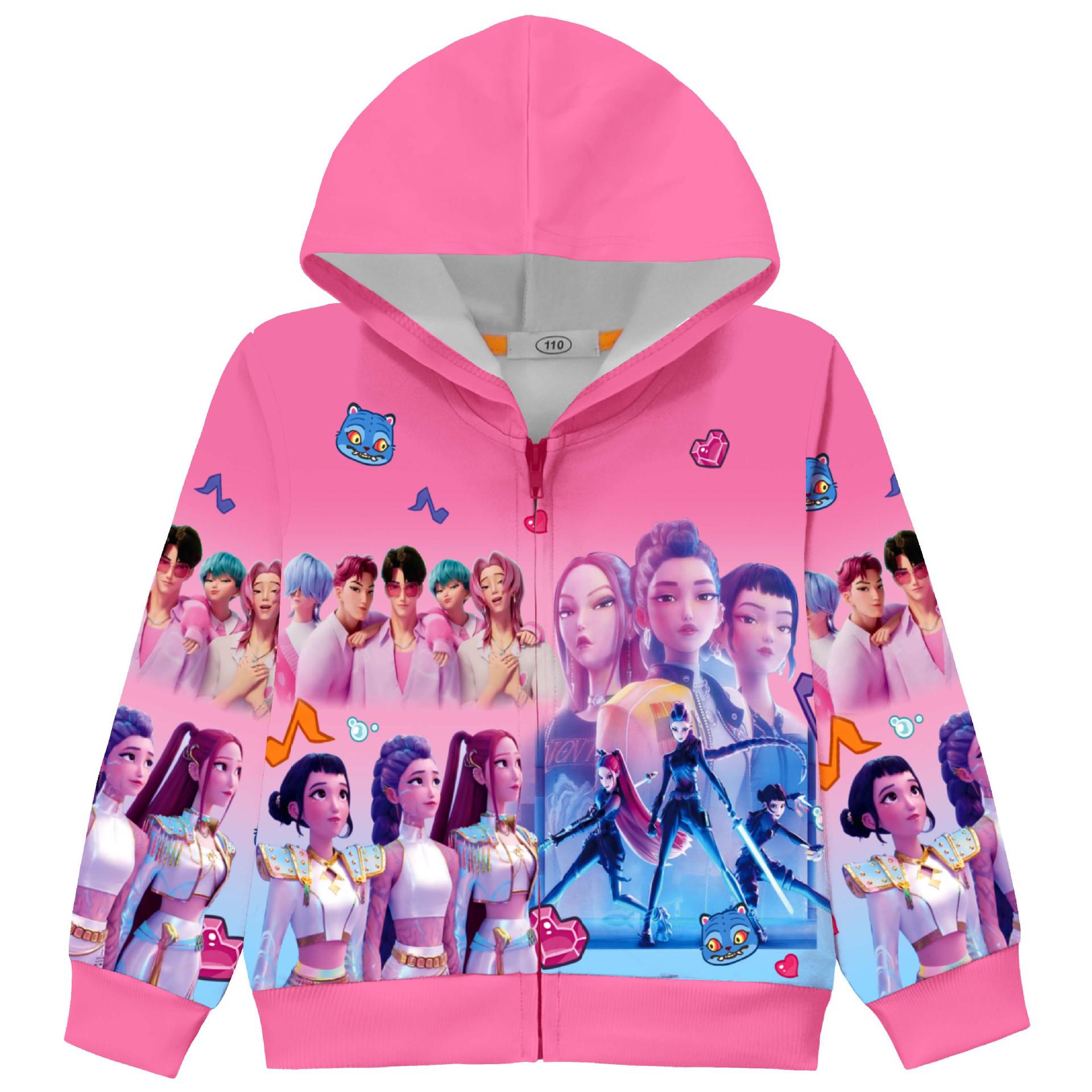 Доступный Кардиган с капюшоном на молнии с цифровой печатью Ведьмак 2 для девочек размер от среднего до большого Товар 36339 Size 140 розы красного 1800₽