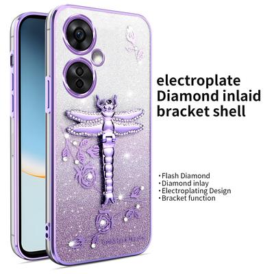 KADEM For OnePlus Nord CE 3 Lite 5G/Nord N30 5G Case Dragonfly Kickstand TPU Flowers Glitter Phone Cover