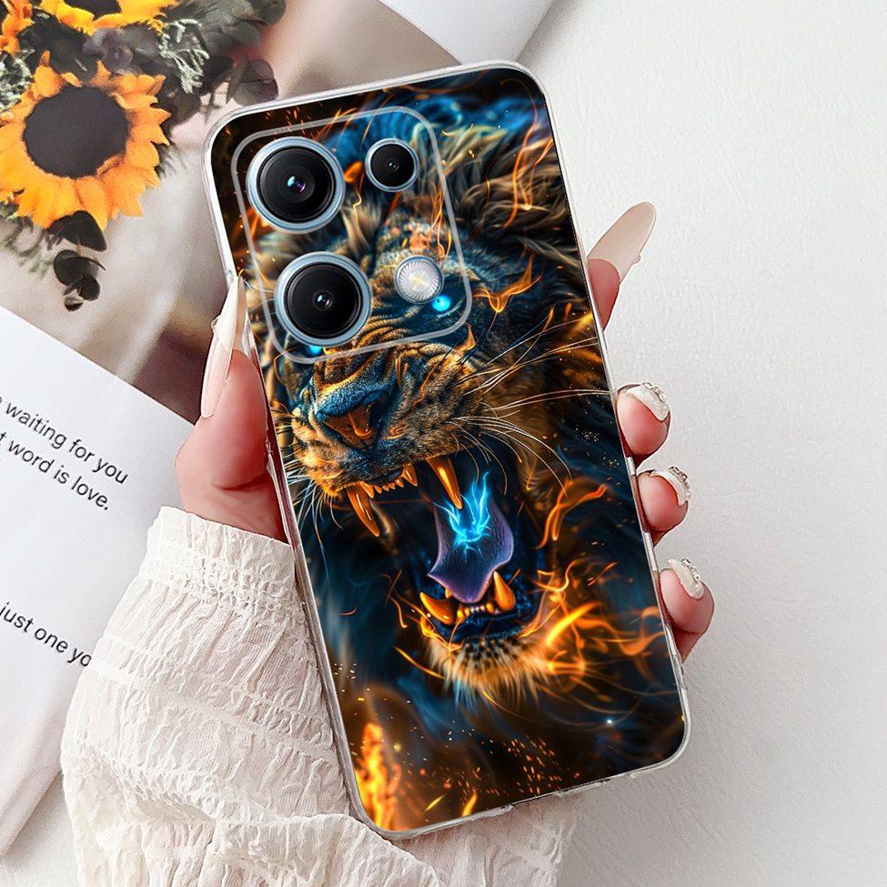 Clear For Redmi Note 14S 4G Case Cover Luxury Butterfly Love Fashion Flowers Cool Lion Cute Painted Soft Casing