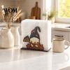 Autumn Kitchen Countertop Organizer Thanksgiving Solid Wood Napkin Holder, Fall Harvest Gnome Scarecrow Turkey Tissue Rack Dispenser, Waterproof