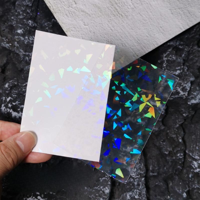50/100 Sheets Holographic Broken Glass Cold Lamination Film Self-Adhesive Holographic Vinyl Sticker Waterproof Clear