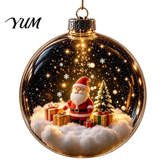Warm Glow Seasonal Decor Glowing Christmas Story Ornament, Mini Holiday Scene Light Up Ball 3D Winter Decorations Hanging Decoration, Acrylic