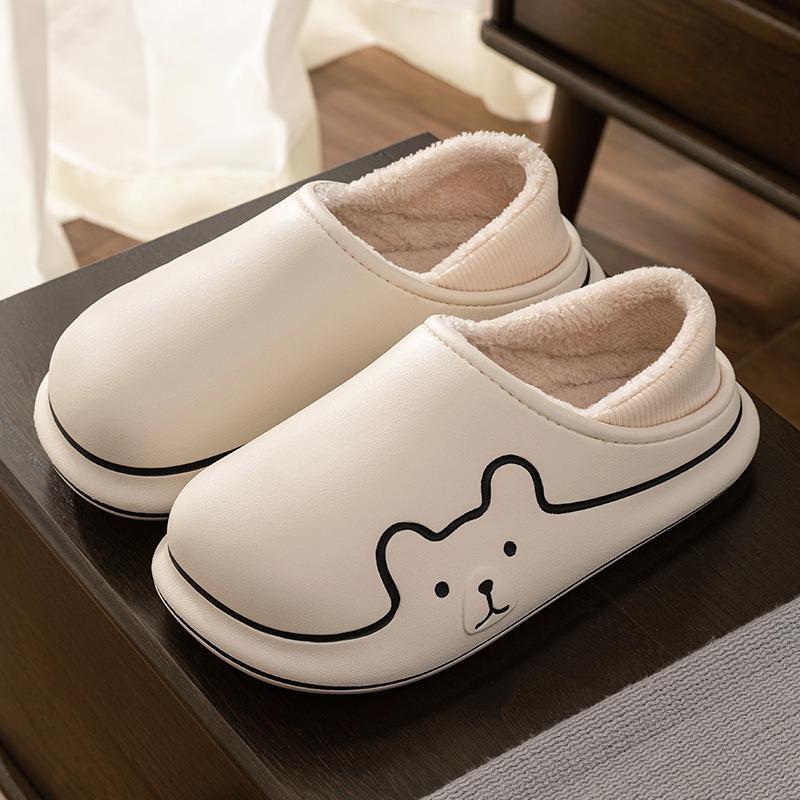 

Полностью закрытые и водонепроницаемые хлопковые тапочки, женские осенне-зимние парные нескользящие, удобные и плюшевые теплые домашние плюшевые хлопковые туфли 35-36 [suitable for sizes 34-35]