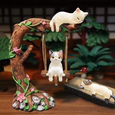Mini Cat Figurine Collectible Kitten Ornament Cake Topper Tabletop Miniature Cat Sculpture for Desk Bookshelf Car Children Cat Lovers Gift