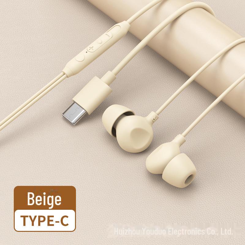 3,5mm kabelová měkká silikonová sluchátka do uší typu C pro spaní, plně kompatibilní s Xiaomi
