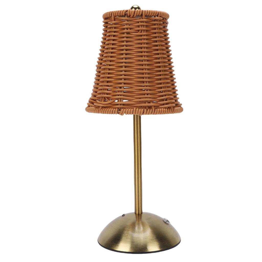 Vintage Rattan Table Lamp LED Dimmable 3 Color Temperatures Rechargeable Cordless Bedside Lamp for Bedroom Living Room