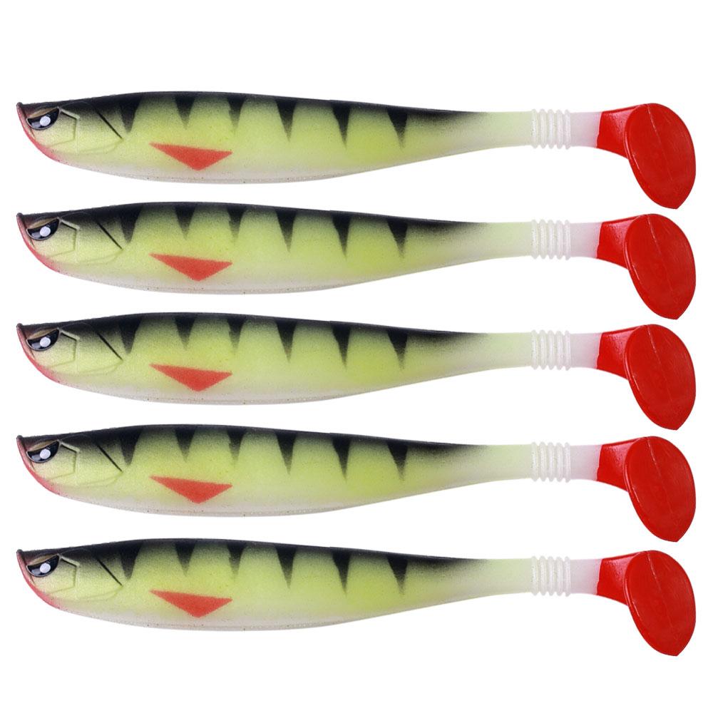 5pcs/bag Soft Lures 11CM-8.3G Fishing Lure Wobblers Double Color Aritificial T Tail Silicone Bait Swimbait Bass Pike Tackle