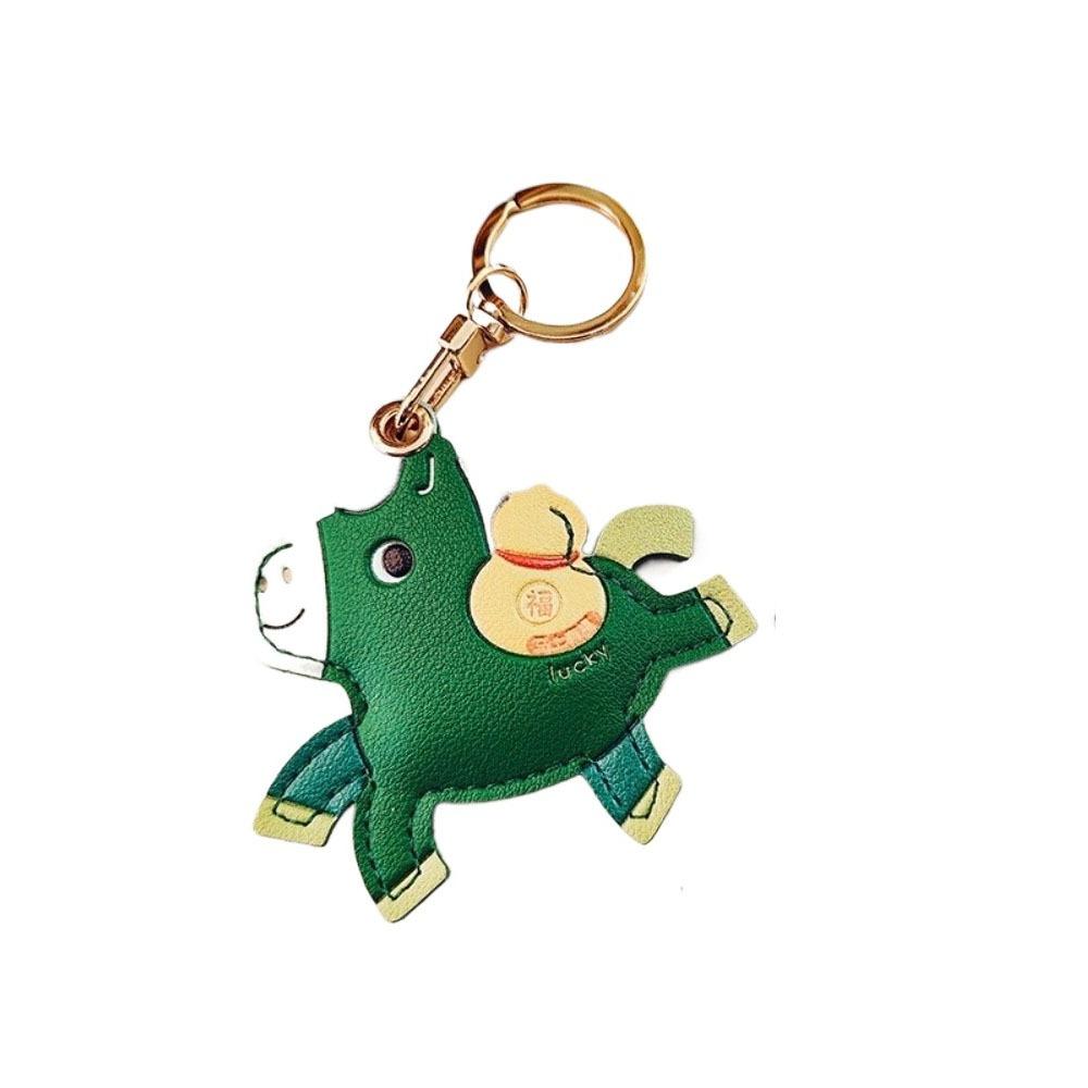 

Кожаный брелок для ключей в виде лошади, мультяшный конь, брелок для ключей от машины, милый зодиакальный пони, подвеска для сумки, подарок на день рождения